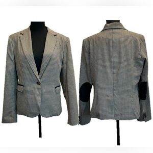 British Khaki Houndstooth equestrian style riding jacket blazer single breasted